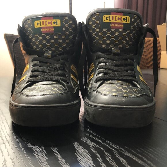 Gucci Dapper Dan GG High Top Men's Sneaker Black Gold Monogram 536839 7 03H US 8 - Picture 5 of 9